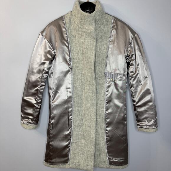 J Crew Cocoon Coat Italian Stadium Cloth Wool Blend Nello Gori Grey Classic 00 - Picture 8 of 12
